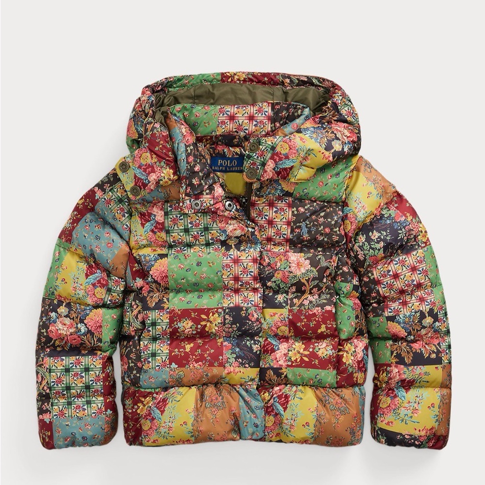 Ralph Lauren Kids Patchwork Floral Puffer Jacket in Multicolor